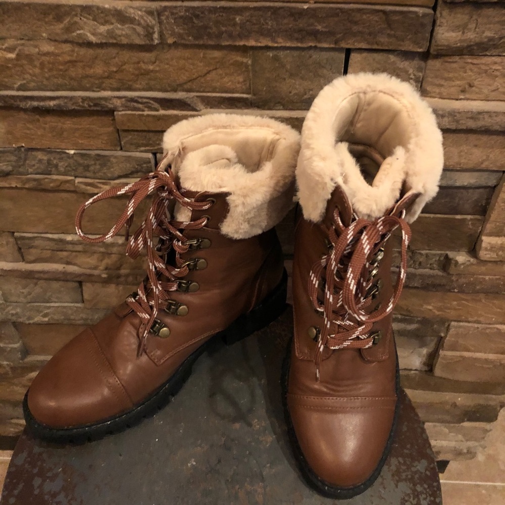Forever 21 Women’s Brown Ankle lace up booties